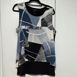 Alfani Women's Geometric Sleeveless Blouse - Blue, Black, White